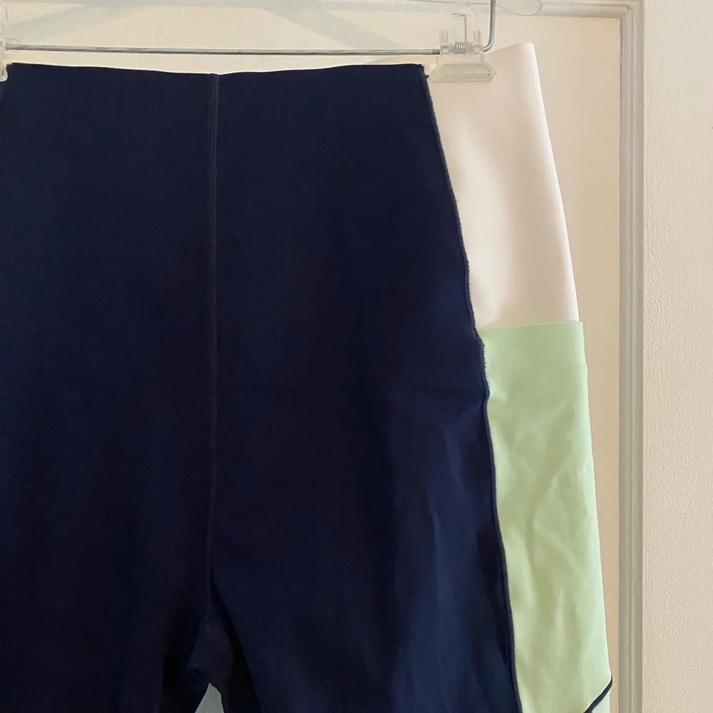 Sweaty Betty Power 7/8 Length Colorblock Workout Leggings Blue Green Size XL
